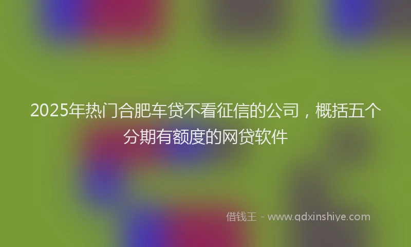 2025年热门合肥车贷不看征信的公司，概括五个分期有额度的网贷软件