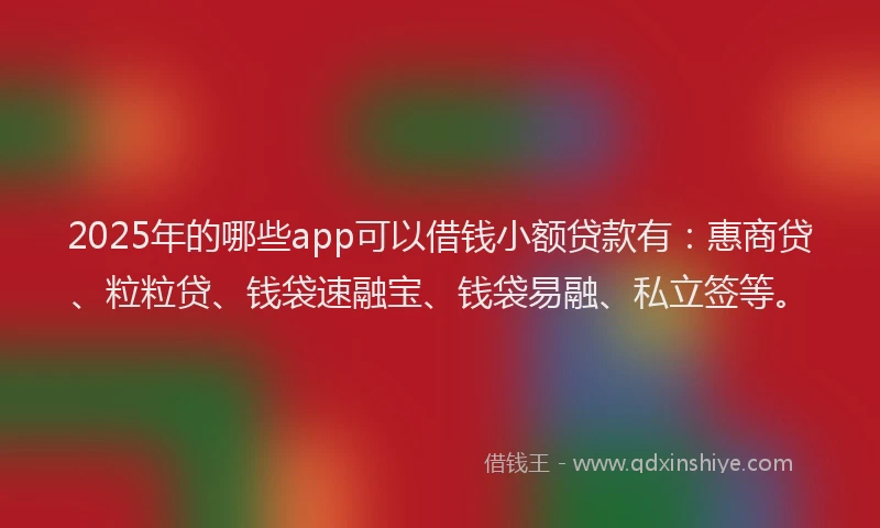 2025年的哪些app可以借钱小额贷款有：惠商贷、粒粒贷、钱袋速融宝、钱袋易融、私立签等。
