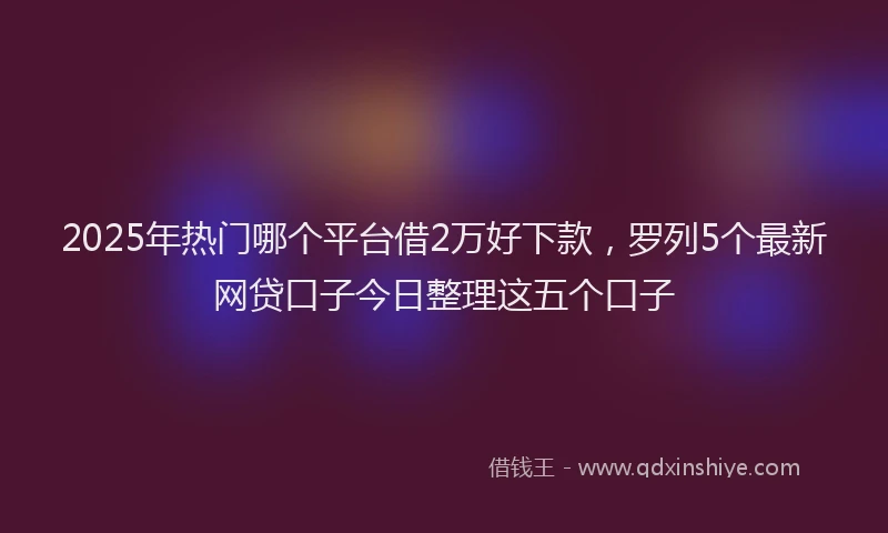 2025年热门哪个平台借2万好下款，罗列5个最新网贷口子今日整理这五个口子