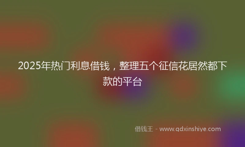 2025年热门利息借钱，整理五个征信花居然都下款的平台