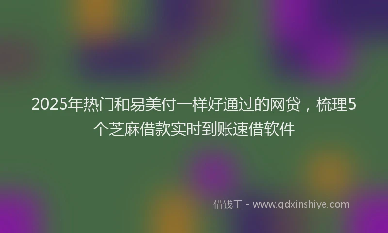 2025年热门和易美付一样好通过的网贷，梳理5个芝麻借款实时到账速借软件
