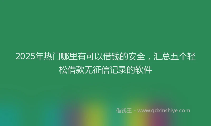 2025年热门哪里有可以借钱的安全，汇总五个轻松借款无征信记录的软件