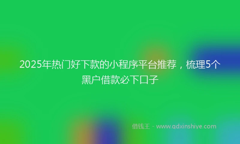 2025年热门好下款的小程序平台推荐，梳理5个黑户借款必下口子