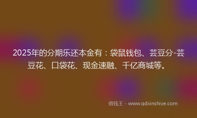 2025年的分期乐还本金有：袋鼠钱包、芸豆分-芸豆花、口袋花、现金速融、千亿商城等。