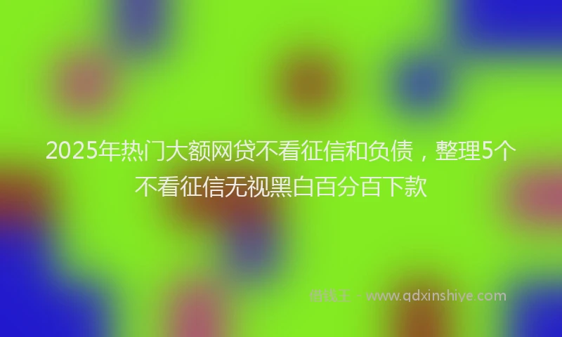 2025年热门大额网贷不看征信和负债，整理5个不看征信无视黑白百分百下款