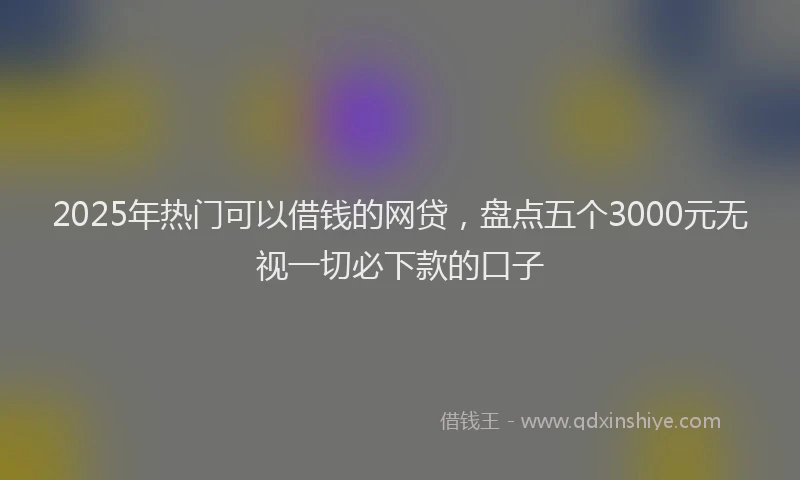 2025年热门可以借钱的网贷，盘点五个3000元无视一切必下款的口子