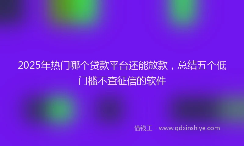 2025年热门哪个贷款平台还能放款，总结五个低门槛不查征信的软件