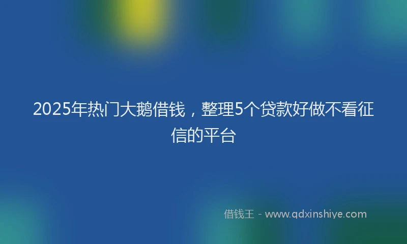 2025年热门大鹅借钱，整理5个贷款好做不看征信的平台