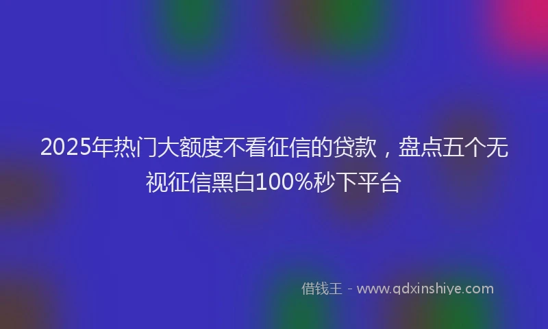 2025年热门大额度不看征信的贷款，盘点五个无视征信黑白100%秒下平台