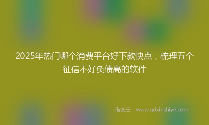 2025年热门哪个消费平台好下款快点，梳理五个征信不好负债高的软件