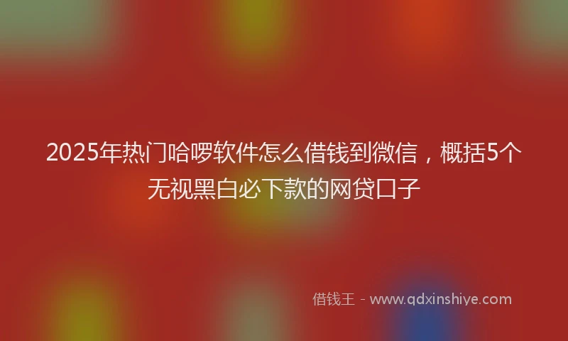 2025年热门哈啰软件怎么借钱到微信，概括5个无视黑白必下款的网贷口子