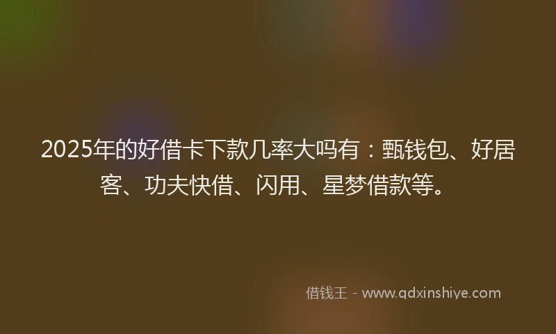 2025年的好借卡下款几率大吗有：甄钱包、好居客、功夫快借、闪用、星梦借款等。