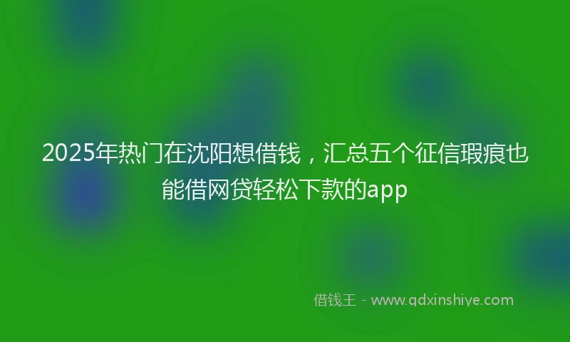 2025年热门在沈阳想借钱，汇总五个征信瑕疵也能借网贷轻松下款的app