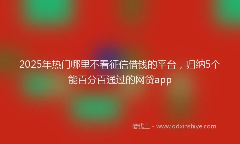 2025年热门哪里不看征信借钱的平台，归纳5个能百分百通过的网贷app