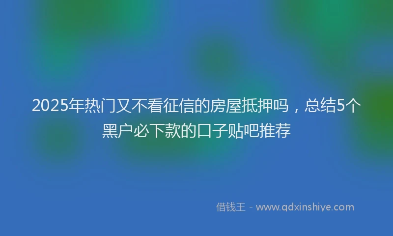2025年热门又不看征信的房屋抵押吗，总结5个黑户必下款的口子贴吧推荐