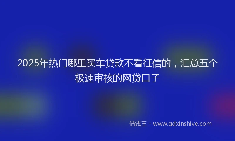 2025年热门哪里买车贷款不看征信的，汇总五个极速审核的网贷口子