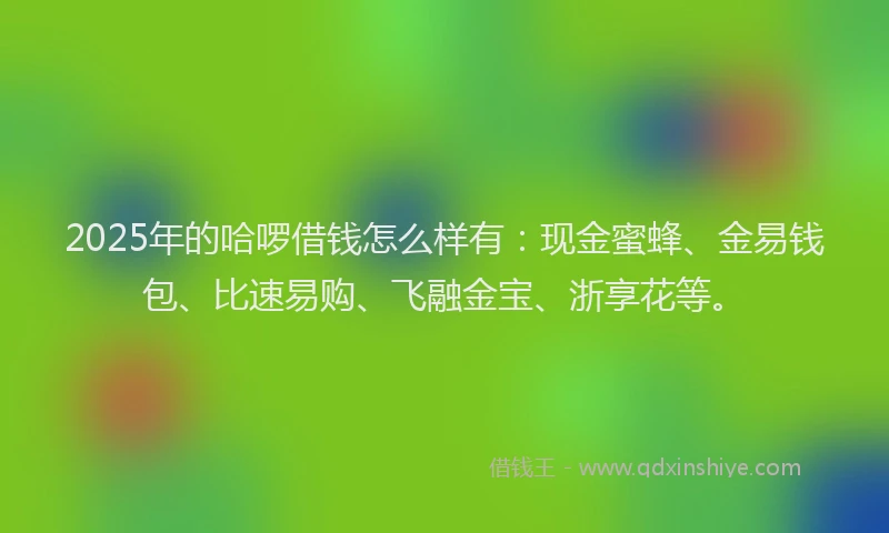 2025年的哈啰借钱怎么样有：现金蜜蜂、金易钱包、比速易购、飞融金宝、浙享花等。