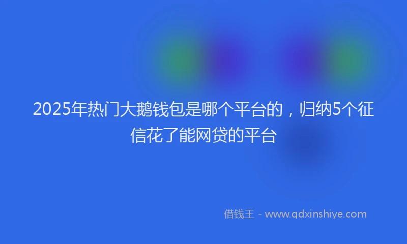 2025年热门大鹅钱包是哪个平台的，归纳5个征信花了能网贷的平台