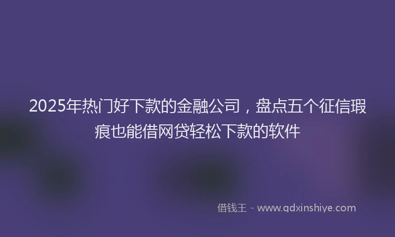 2025年热门好下款的金融公司，盘点五个征信瑕疵也能借网贷轻松下款的软件