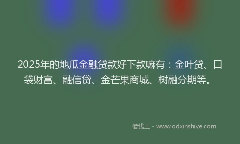 2025年的地瓜金融贷款好下款嘛有：金叶贷、口袋财富、融信贷、金芒果商城、树融分期等。