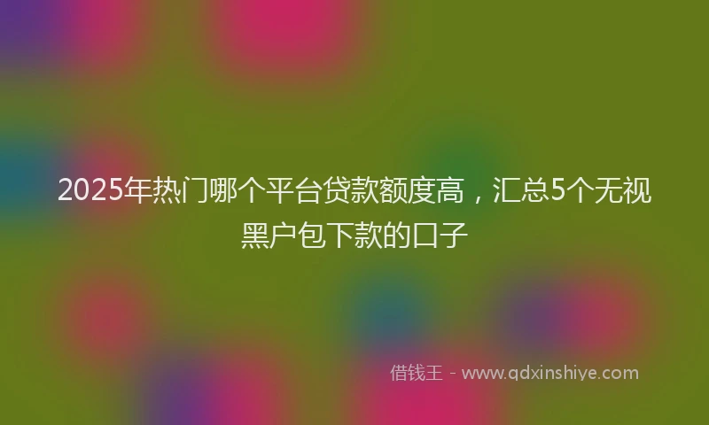 2025年热门哪个平台贷款额度高，汇总5个无视黑户包下款的口子