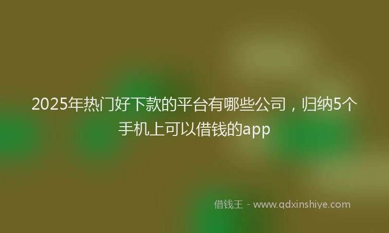 2025年热门好下款的平台有哪些公司，归纳5个手机上可以借钱的app