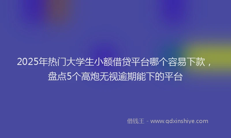 2025年热门大学生小额借贷平台哪个容易下款，盘点5个高炮无视逾期能下的平台