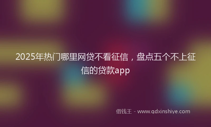 2025年热门哪里网贷不看征信，盘点五个不上征信的贷款app