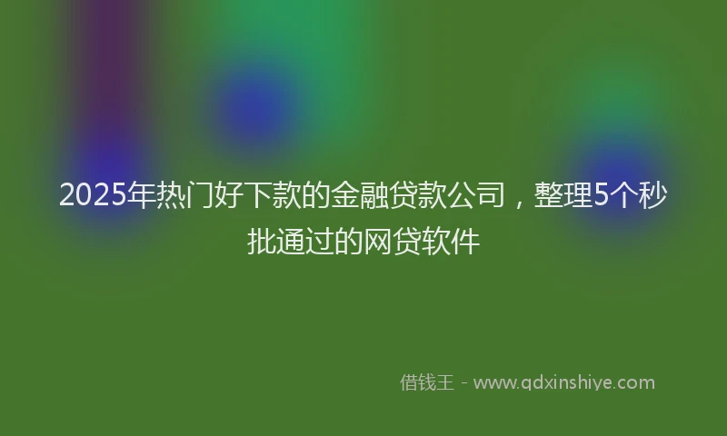 2025年热门好下款的金融贷款公司，整理5个秒批通过的网贷软件