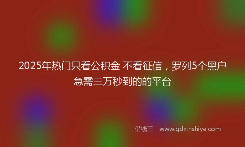 2025年热门只看公积金 不看征信，罗列5个黑户急需三万秒到的的平台
