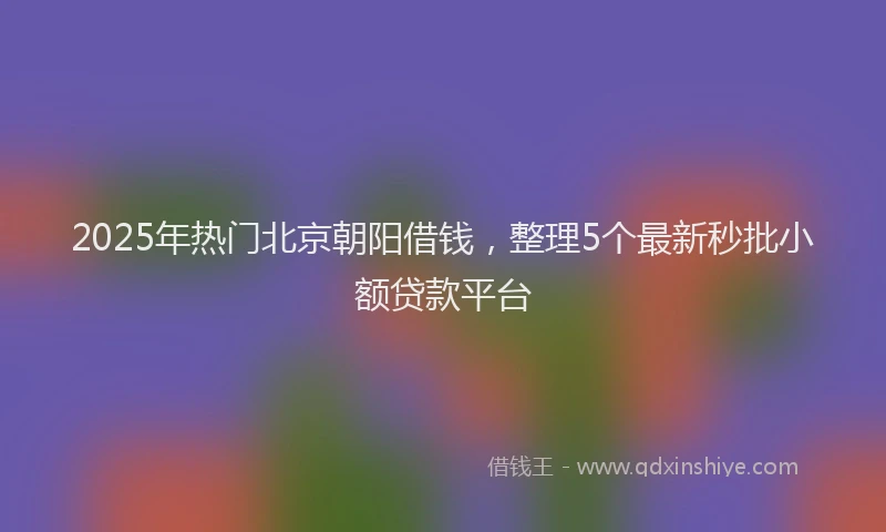 2025年热门北京朝阳借钱，整理5个最新秒批小额贷款平台