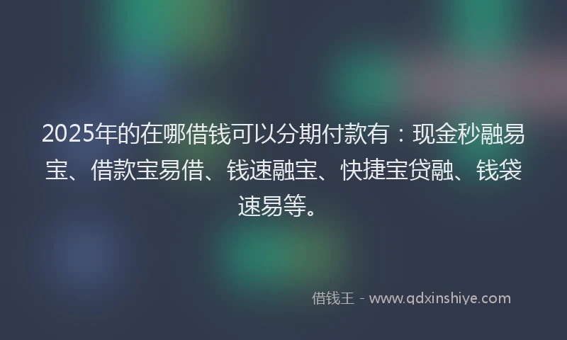2025年的在哪借钱可以分期付款有：现金秒融易宝、借款宝易借、钱速融宝、快捷宝贷融、钱袋速易等。