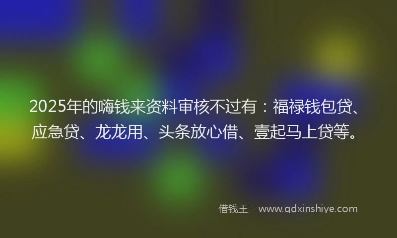 2025年的嗨钱来资料审核不过有：福禄钱包贷、应急贷、龙龙用、头条放心借、壹起马上贷等。