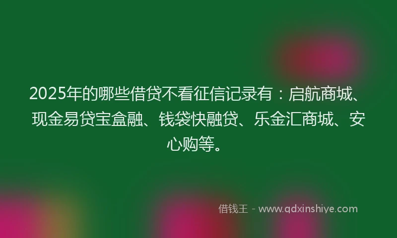 2025年的哪些借贷不看征信记录有：启航商城、现金易贷宝盒融、钱袋快融贷、乐金汇商城、安心购等。