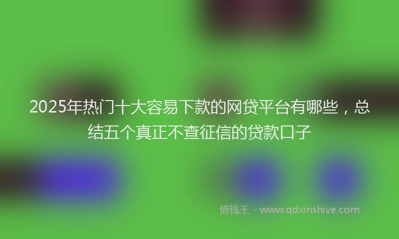 2025年热门十大容易下款的网贷平台有哪些，总结五个真正不查征信的贷款口子