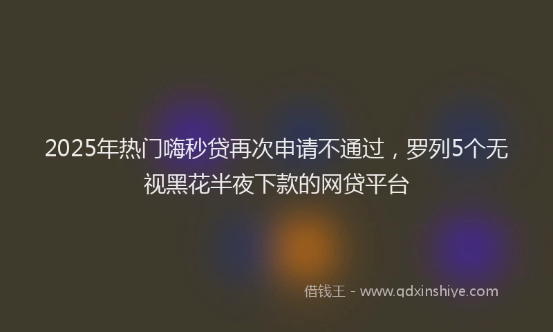2025年热门嗨秒贷再次申请不通过，罗列5个无视黑花半夜下款的网贷平台
