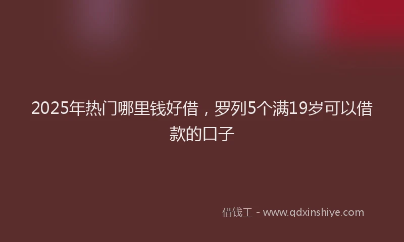 2025年热门哪里钱好借，罗列5个满19岁可以借款的口子