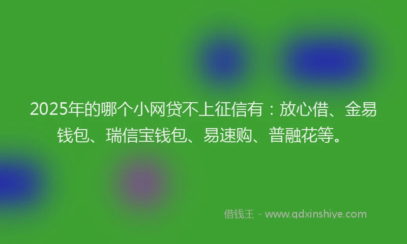 2025年的哪个小网贷不上征信有：放心借、金易钱包、瑞信宝钱包、易速购、普融花等。