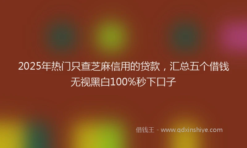 2025年热门只查芝麻信用的贷款，汇总五个借钱无视黑白100%秒下口子