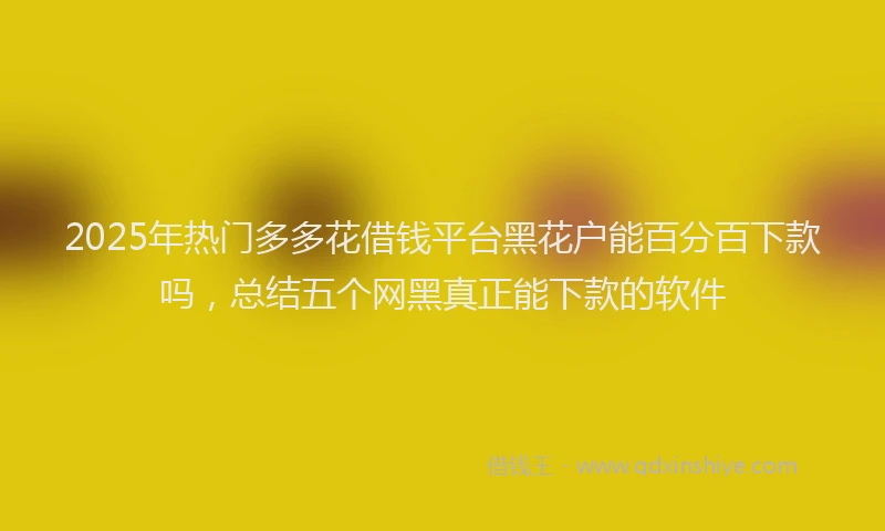 2025年热门多多花借钱平台黑花户能百分百下款吗，总结五个网黑真正能下款的软件