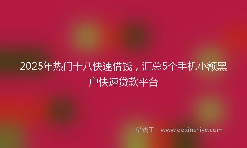 2025年热门十八快速借钱，汇总5个手机小额黑户快速贷款平台