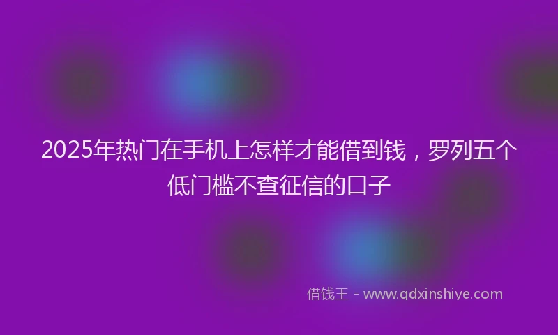 2025年热门在手机上怎样才能借到钱，罗列五个低门槛不查征信的口子