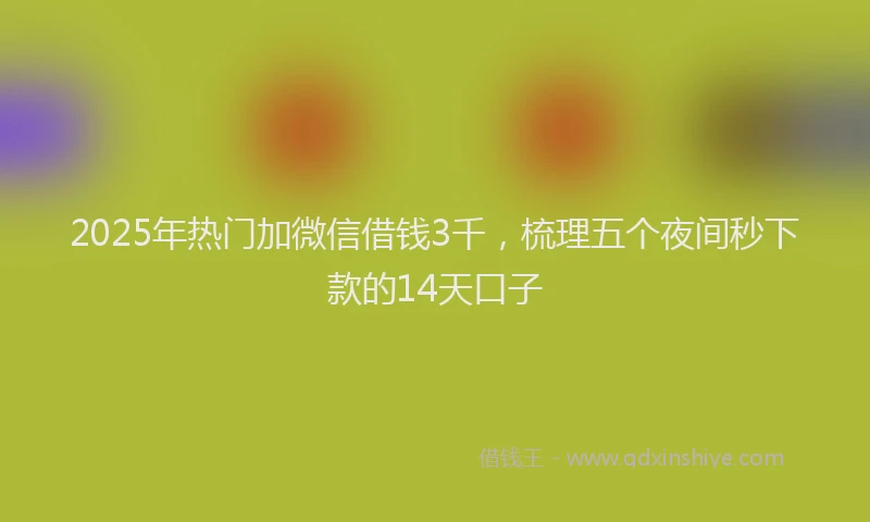 2025年热门加微信借钱3千，梳理五个夜间秒下款的14天口子