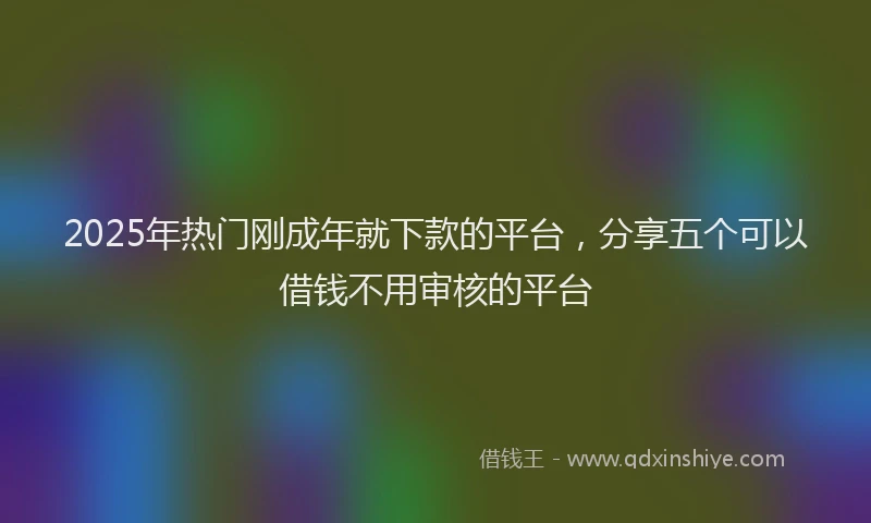 2025年热门刚成年就下款的平台，分享五个可以借钱不用审核的平台