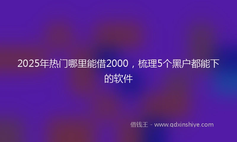 2025年热门哪里能借2000，梳理5个黑户都能下的软件