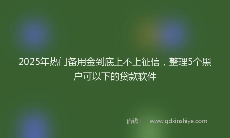 2025年热门备用金到底上不上征信，整理5个黑户可以下的贷款软件