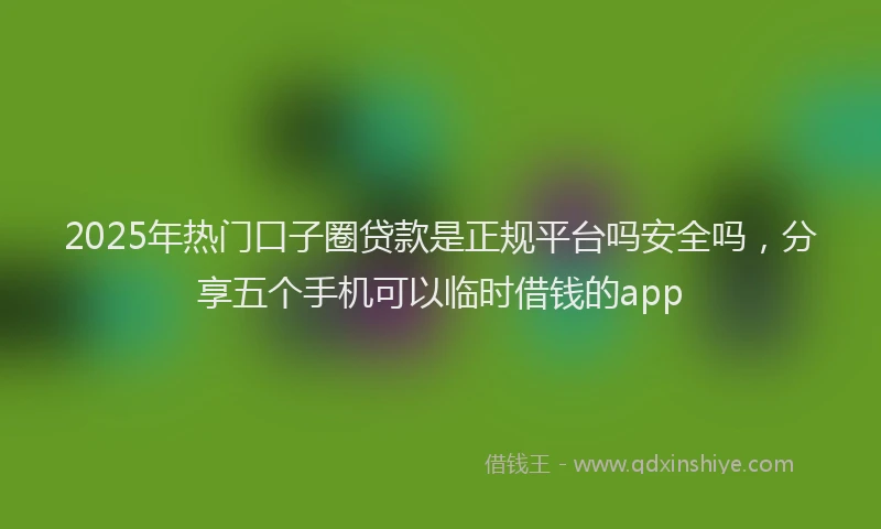 2025年热门口子圈贷款是正规平台吗安全吗，分享五个手机可以临时借钱的app