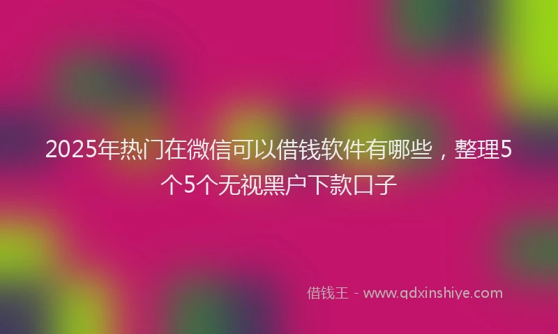 2025年热门在微信可以借钱软件有哪些，整理5个5个无视黑户下款口子