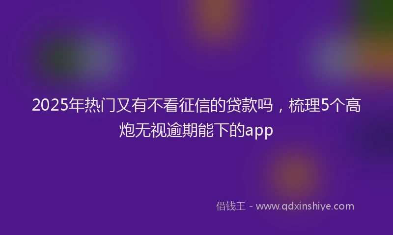 2025年热门又有不看征信的贷款吗，梳理5个高炮无视逾期能下的app
