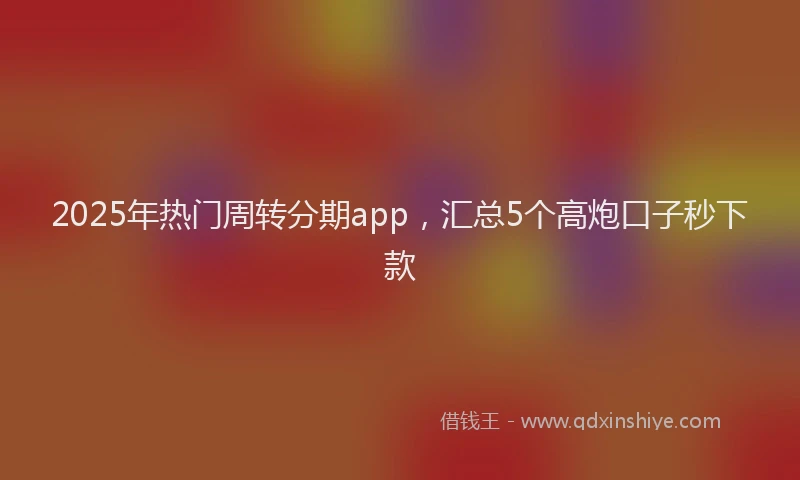 2025年热门周转分期app，汇总5个高炮口子秒下款